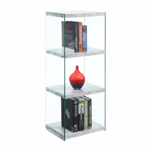 Convenience Concepts 131544WM SoHo 4 Tier Tower Bookcase, White Faux Marble Perspective: back