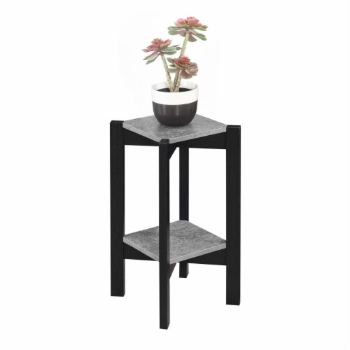 Convenience Concepts 121155CMBL Planters & Potts Medium Square Plant Stand, Faux Cement & Bla Perspective: back