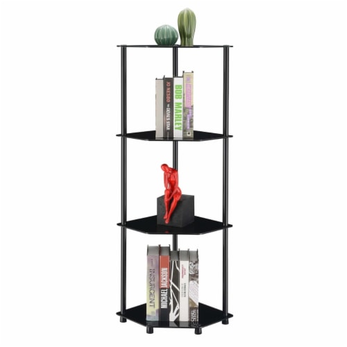 Convenience Concepts 157015BLBL Designs2Go Classic Glass 4 Tier Corner Shelf, Black Perspective: back