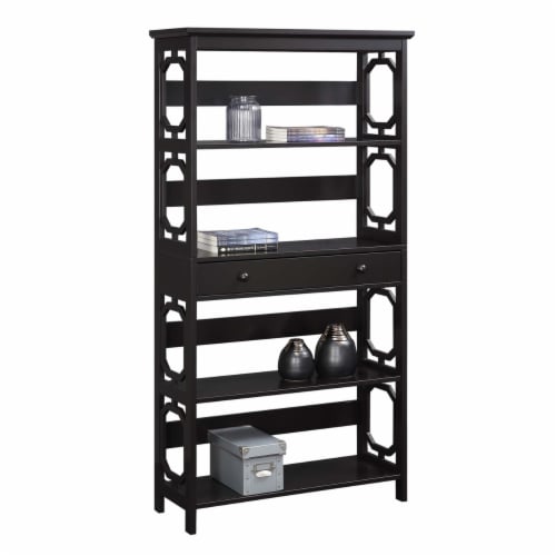 Omega 5 Tier Bookcase with Drawer Espresso Perspective: back