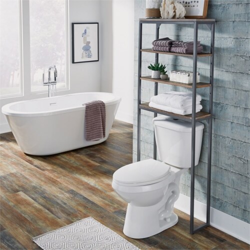 Homestyles Barnside Wood Over The Commode Stand in Gray Perspective: back