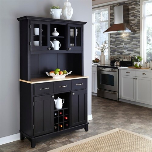 Homestyles Buffet of Buffets Wood Buffet with Hutch in Black, 1 - Harris  Teeter