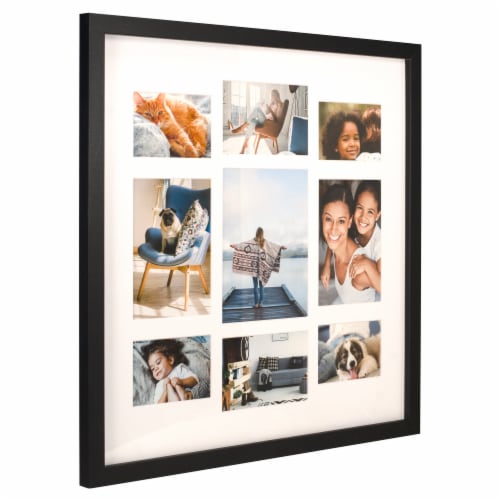 Malden 9-Opening Matted Collage Photo Wall Frame - Black Perspective: back