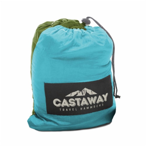Castaway Hammock Parachute Double Turquoise/Lime Perspective: back