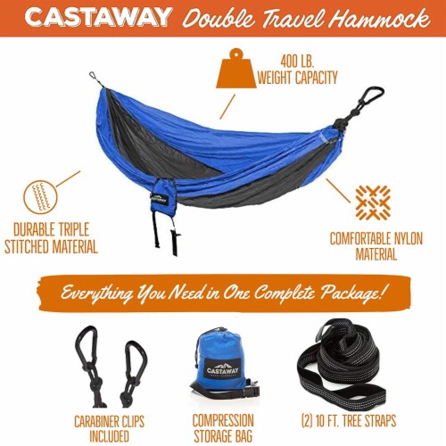Double Travel Hammock - Blue Perspective: back