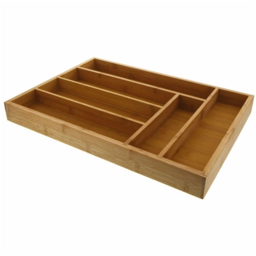 Large Silverware Drawer Organizer, Bamboo-Like Drawer Divider (17 x 12 x 2 In) Perspective: back