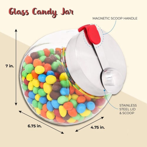 58 Ounce Glass Penny Jar with Magnetic Stainless Steel Lid and Scoop for Food Storage Perspective: back