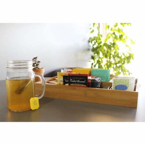 Kitchen Drawer Bamboo Organizer with Removable Dividers for Cutlery 14 x 10 x 2" Perspective: back