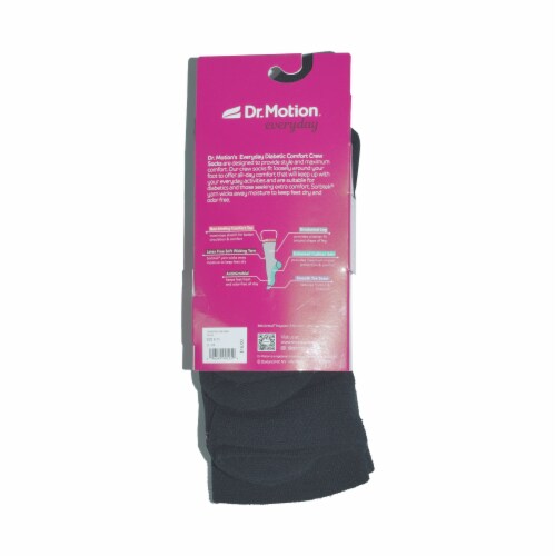 Dr. Motion® Everyday Diabetic Comfort Crew Socks - Black Perspective: back