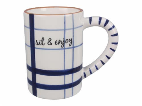 Ceramic Blue and White 4 PC. Mug Set Perspective: back