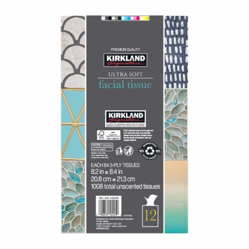 Kirkland Signature Facial Tissue, 3-Ply, 84 Count (12 Pack) Perspective: back
