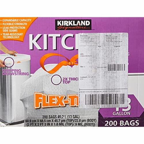 Kirkland Signature Flex-Tech 13-Gallon Kitchen Trash Bag, 200