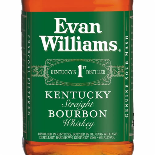 Evan Williams Aged 4 Years Green Label Kentucky Straight Bourbon Whiskey Perspective: back