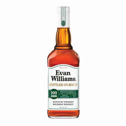 Evan Williams White Label Bottled in Bond Kentucky Straight Bourbon Whiskey Perspective: back