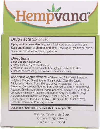Hempvana® Pain Relief Cream Perspective: back