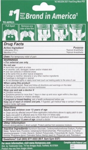 Hempvana® Knee Bid™ Ultra Strength Knee Pain Relief Patches with 4% Lidocaine + Hemp Seed Oil Perspective: back