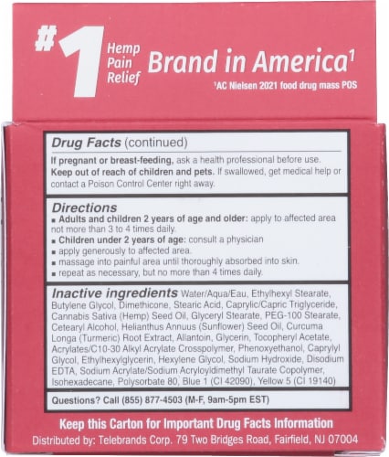 Hempvana Ultra Strength Lidocaine + Hemp Seed Oil Pain Relief Cream Perspective: back