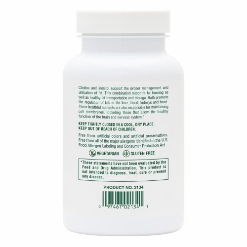 Nature's Plus® Choline & Inositol Tablets 500mg Perspective: back