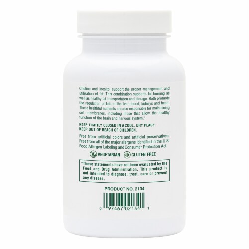 Nature's Plus® Choline & Inositol Tablets 500mg Perspective: back