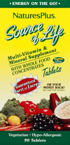 Natures Plus Source of Life Supplement Vegetarian Tablets 90 Count Perspective: back