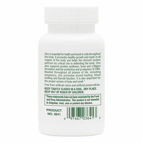 Natures Plus® Zinc Tablets 30mg Perspective: back