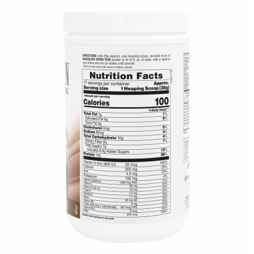 Natures Plus® Spiru-Tein® Chocolate Protein Powder Meal Perspective: back