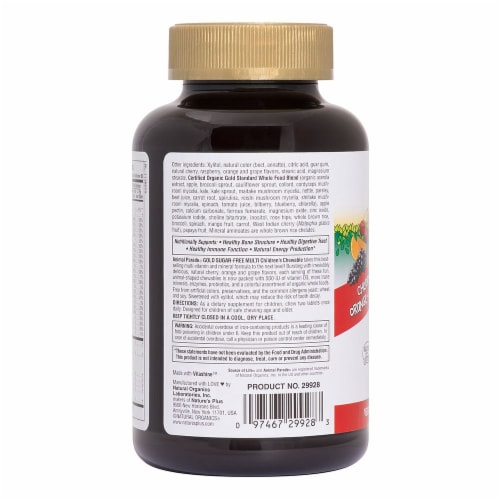 Natures Plus Assorted Flavors Animal Parade Gold Chewable Children's Multivitamin Perspective: back
