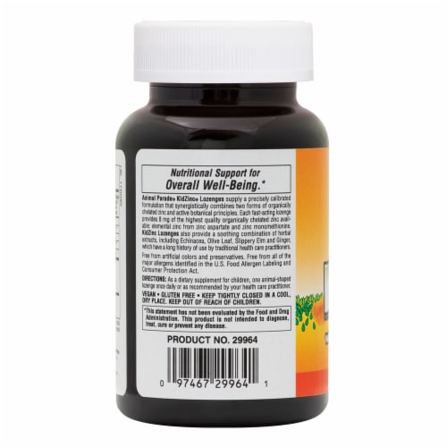 Nature's Plus Animal Parade Tangerine Kid Zinc Lozenges Perspective: back