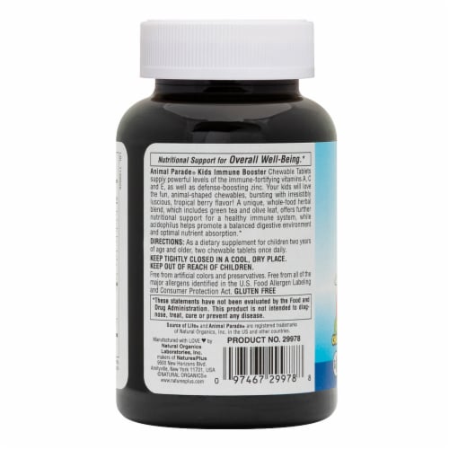 Nature's Plus Animal Parade Kid's Immune Booster Chewable Antioxidant Supplement Perspective: back