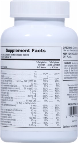 Natures Plus® Animal Parade Multivitamin Chewables Perspective: back