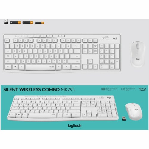Logitech MK295 Silent Wireless Keyboard & Mouse Combo - White Perspective: back