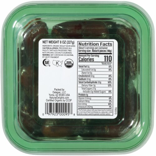 Bard Valley Natural Delights Organic Pitted Deglet Dates Perspective: back