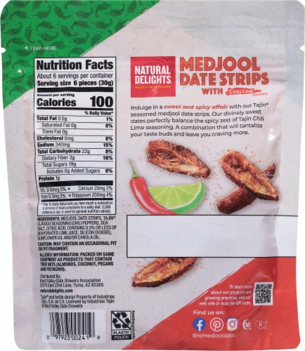 Natural Delights® Medjool Date Strips with Chili Lime Tajin® Pouch Perspective: back