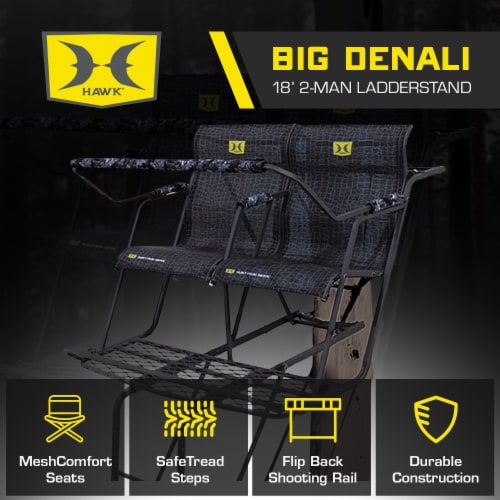 Hawk Big Denali 18 Foot Durable Steel 2 Man Hunting Game Deer Ladder Tree Stand Perspective: back