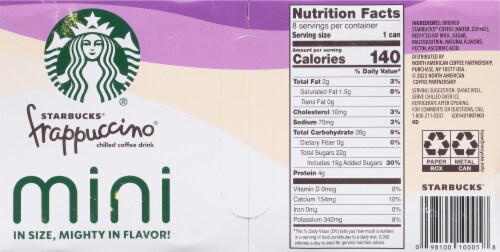 Starbucks® White Chocolate Mocha Frappuccino® Mini Cans Perspective: back