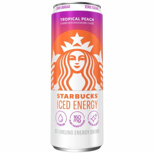 Starbucks Iced Energy Sparkling Energy Drink Tropical Peach Perspective: back