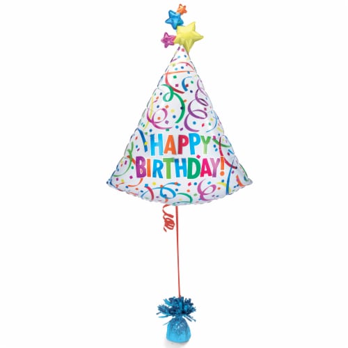 Birthday Bash Party Hat Helium Filled Balloon Perspective: back