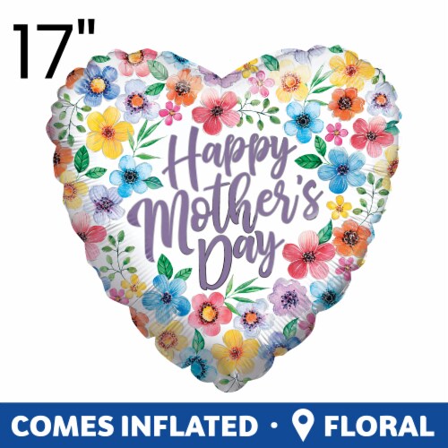 Classic Flowers Mother's Day Helium Filled Balloon Perspective: back