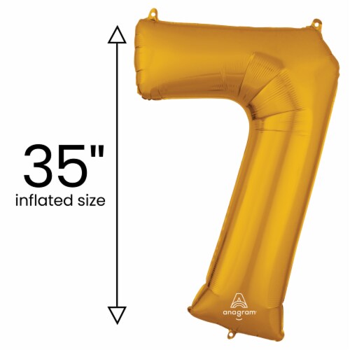 GOLD NUMBER 7 Helium Filled Balloon - 34 inches BIG Perspective: back