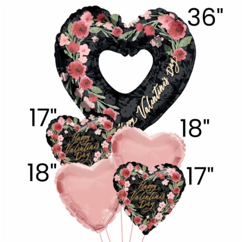Happy Valentine's Day Helium Filled Balloon Bouquet - Pink Multi Perspective: back