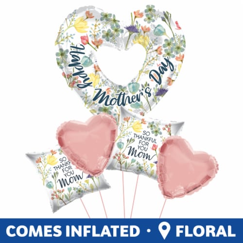 Mother's Day Floral Country Helium Filled Balloon Bouquet Perspective: back
