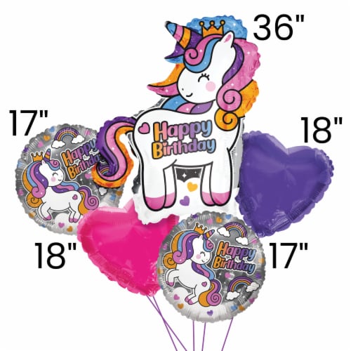 Happy Birthday Unicorn Helium Filled Balloon Bouquet Perspective: back
