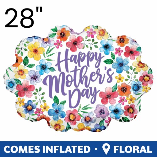 Classic Flowers Mother's Day Oversized Helium Filled Balloon Perspective: back