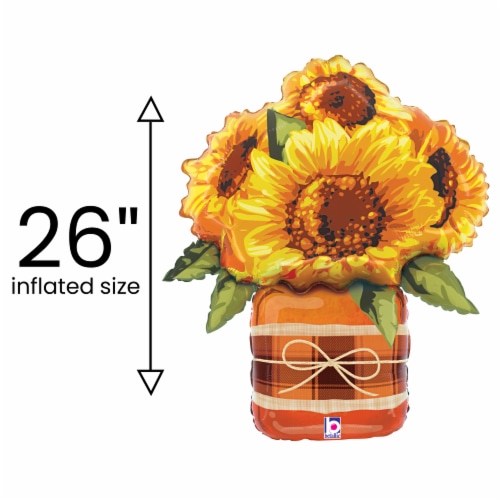 Sunflower Mason Jar Oversized Shape Helium Filled Balloon Perspective: back