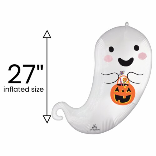 Trick or Treat Ghost Oversized Shape Helium Filled Balloon Perspective: back