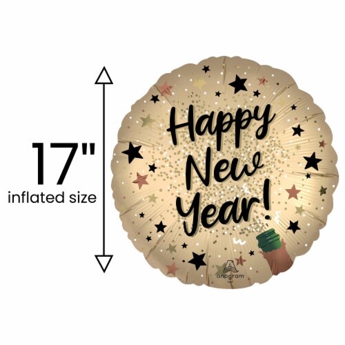 Happy New Year Helium Filled Balloon Perspective: back