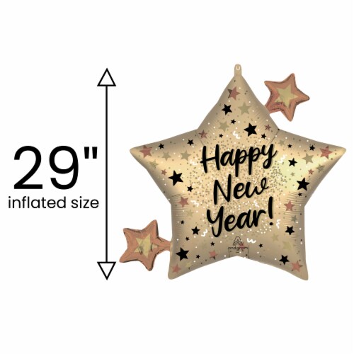 Happy New Year Oversized Shape Helium Filled Balloon Perspective: back