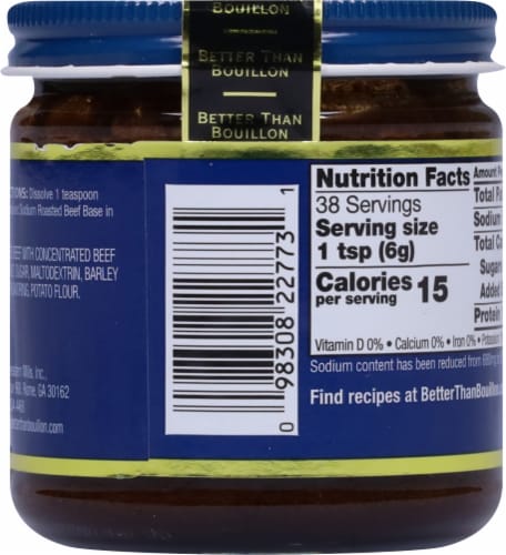 Better Than Bouillon Reduced Sodium Beef Base Perspective: back