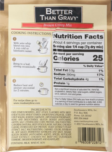 Better Than Gravy® Beef Gravy Mix Perspective: back