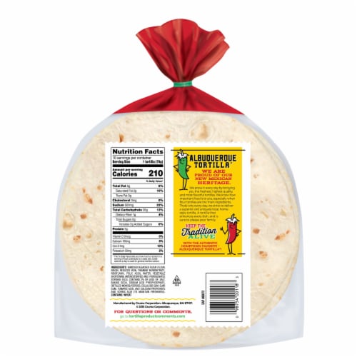 Albuquerque Burrito Size Flour Tortillas Perspective: back